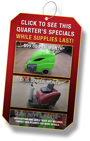 Industrial Sweeper and Scrubber Specials from Mid Atlantic Industrial Equipment