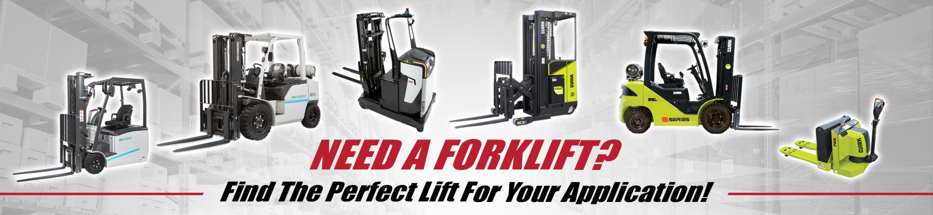 Need a forklift? Find the perfect UniCarriers or Clark forklift for your application at Mid Atlantic.